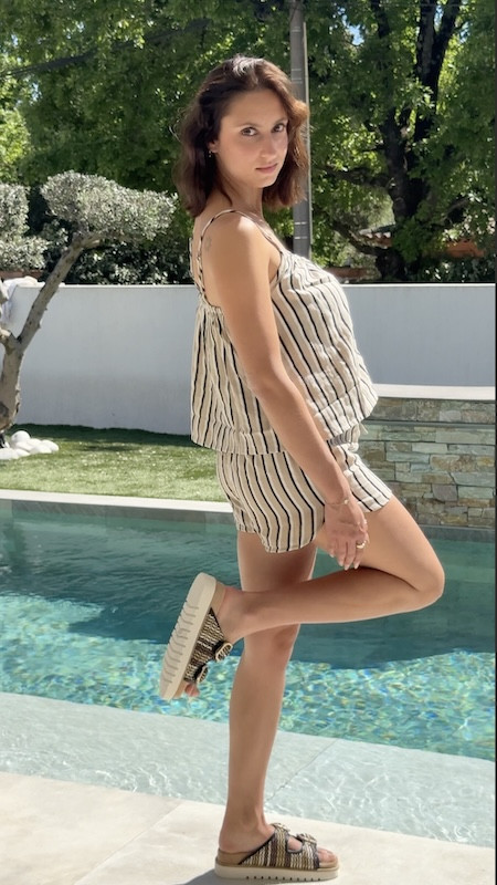 image demo Top Ichi IAFOXA SINGLET STRIPE Noir&Beige E26 