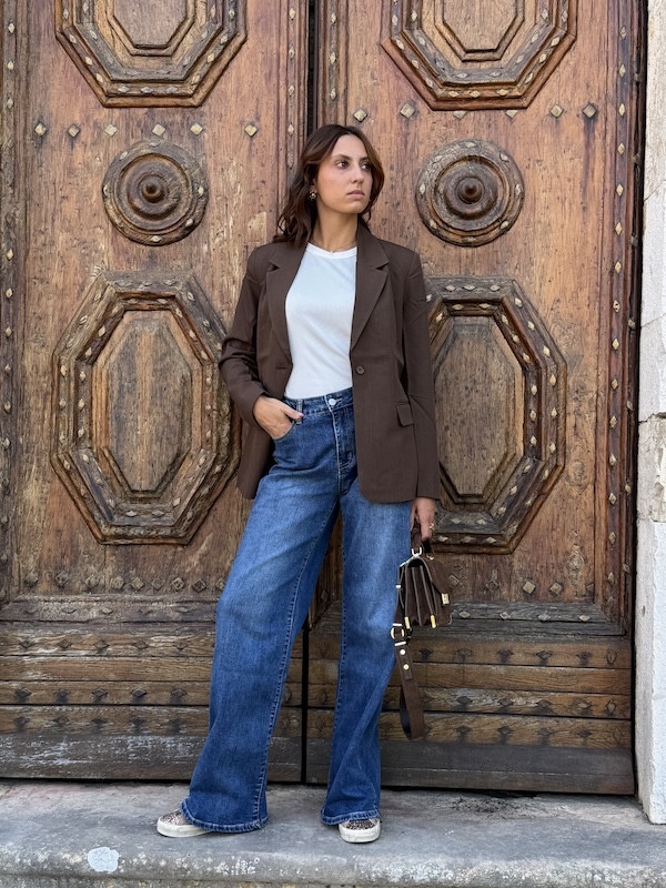 image demo Veste Blazer Ichi IHFAVA LONG BL Chocolat H26 